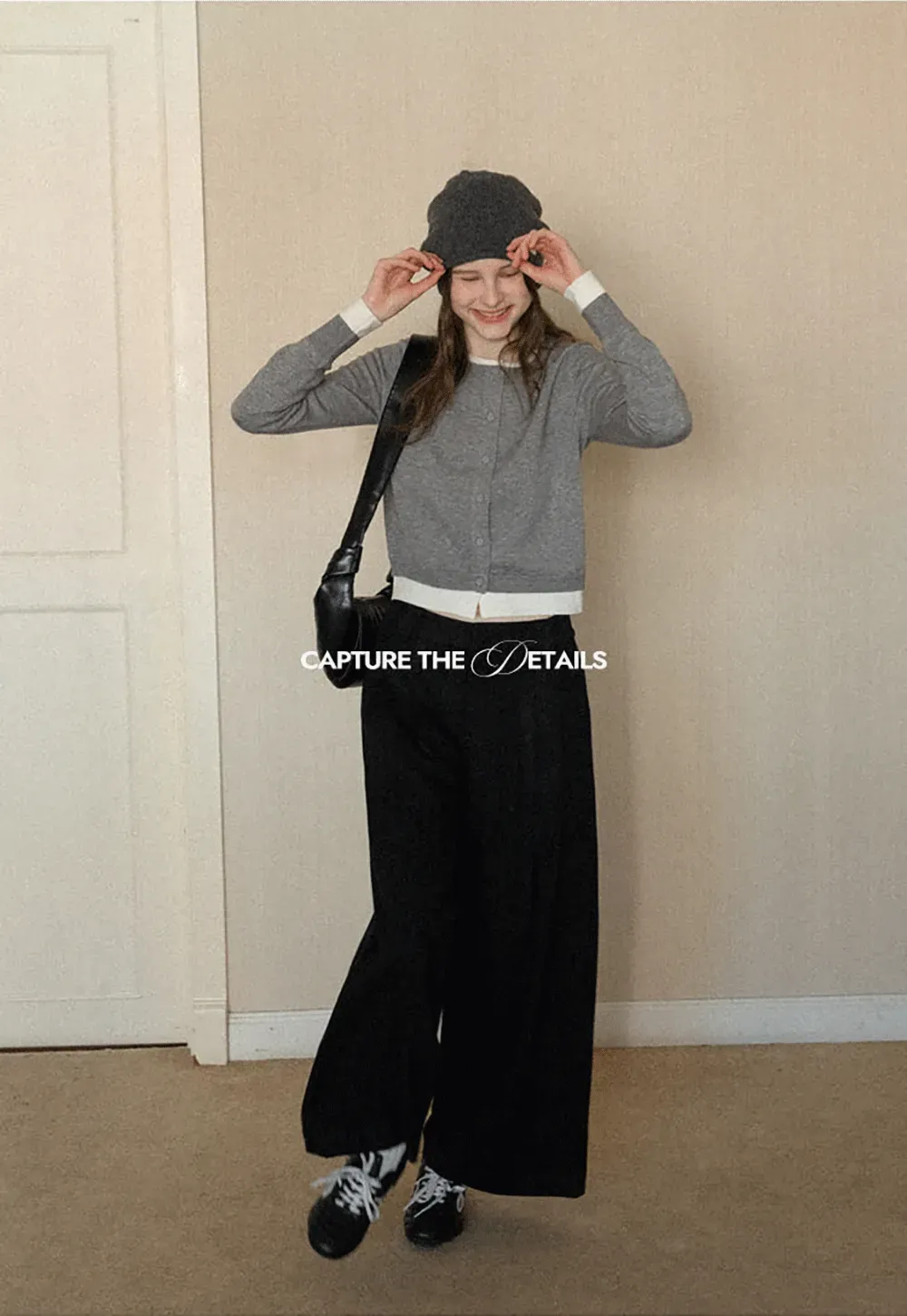 Wide leg pleated casual pants with high waist design