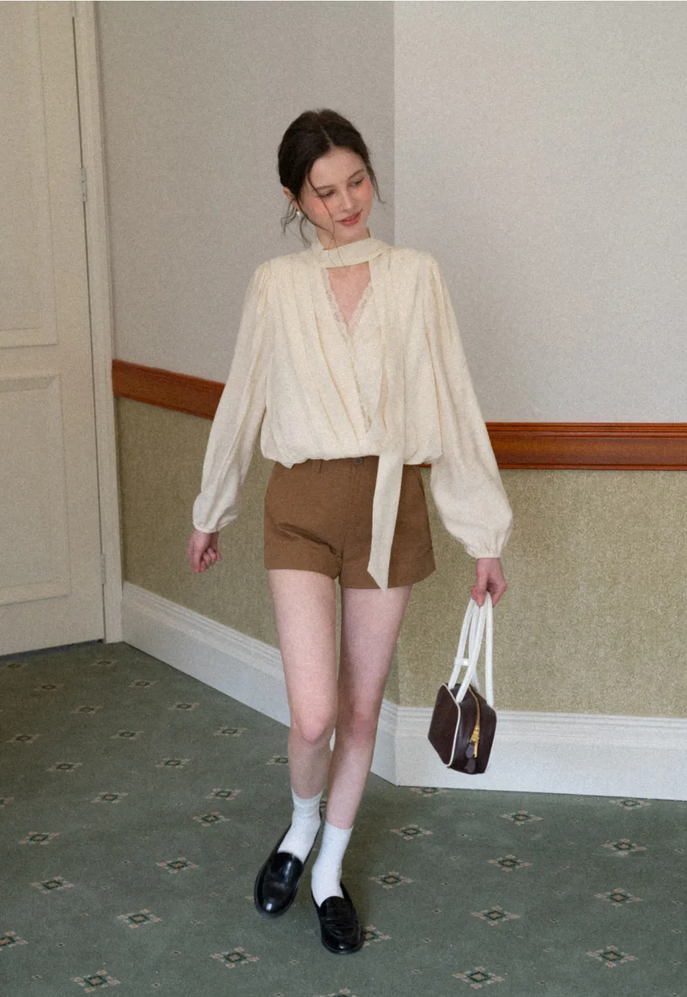 Cropped Tailored Shorts with Cuffed Hem