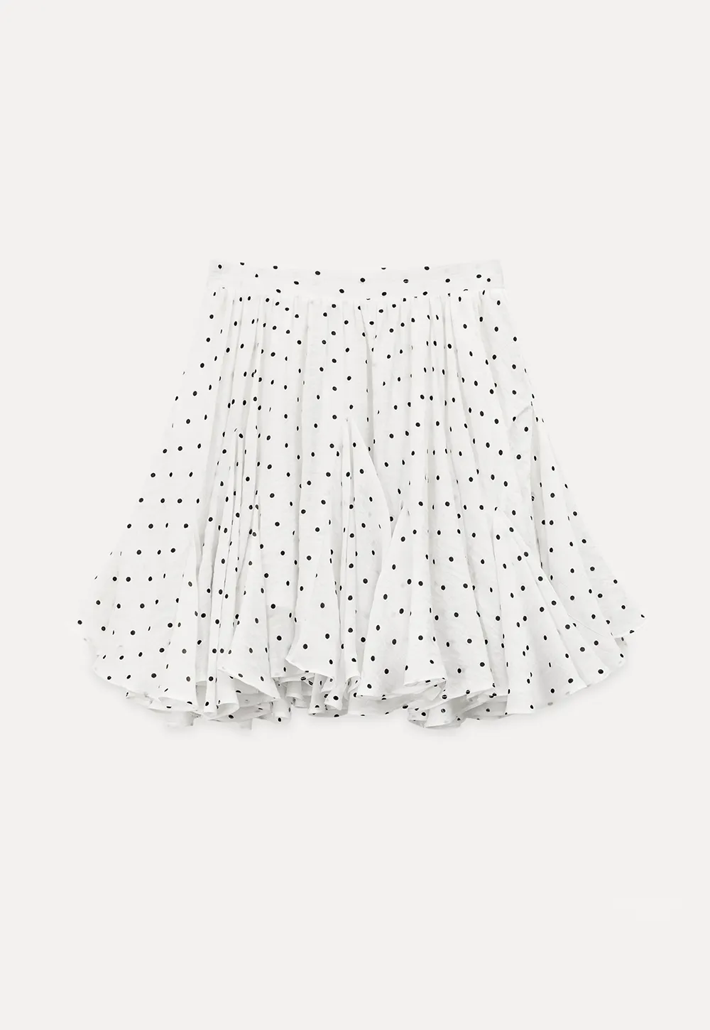 Polka dot pleated skirt with elastic waistband