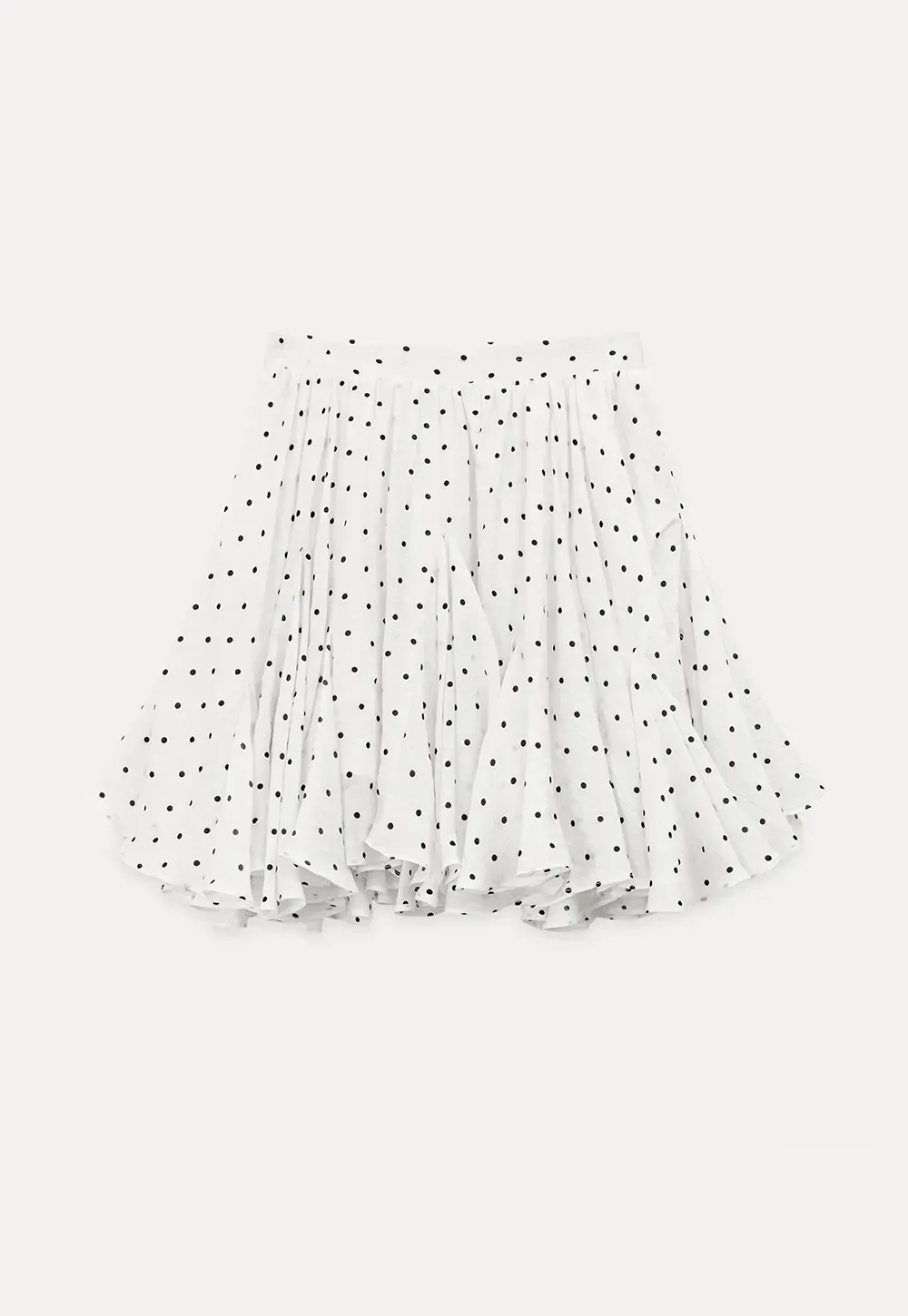 Polka dot pleated skirt with elastic waistband