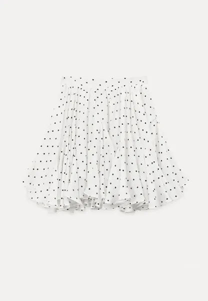 Polka dot pleated skirt with elastic waistband