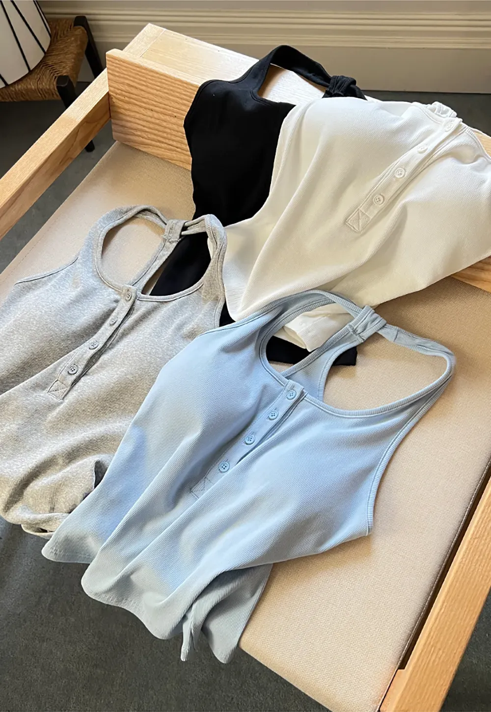 Sleeveless Halter Neck Top with Front Placket