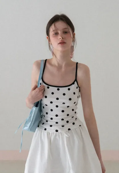 Polka Dot Tank Top with Thin Straps