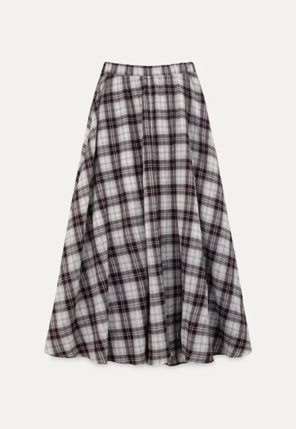 Plaid Pleated Midi Skirt