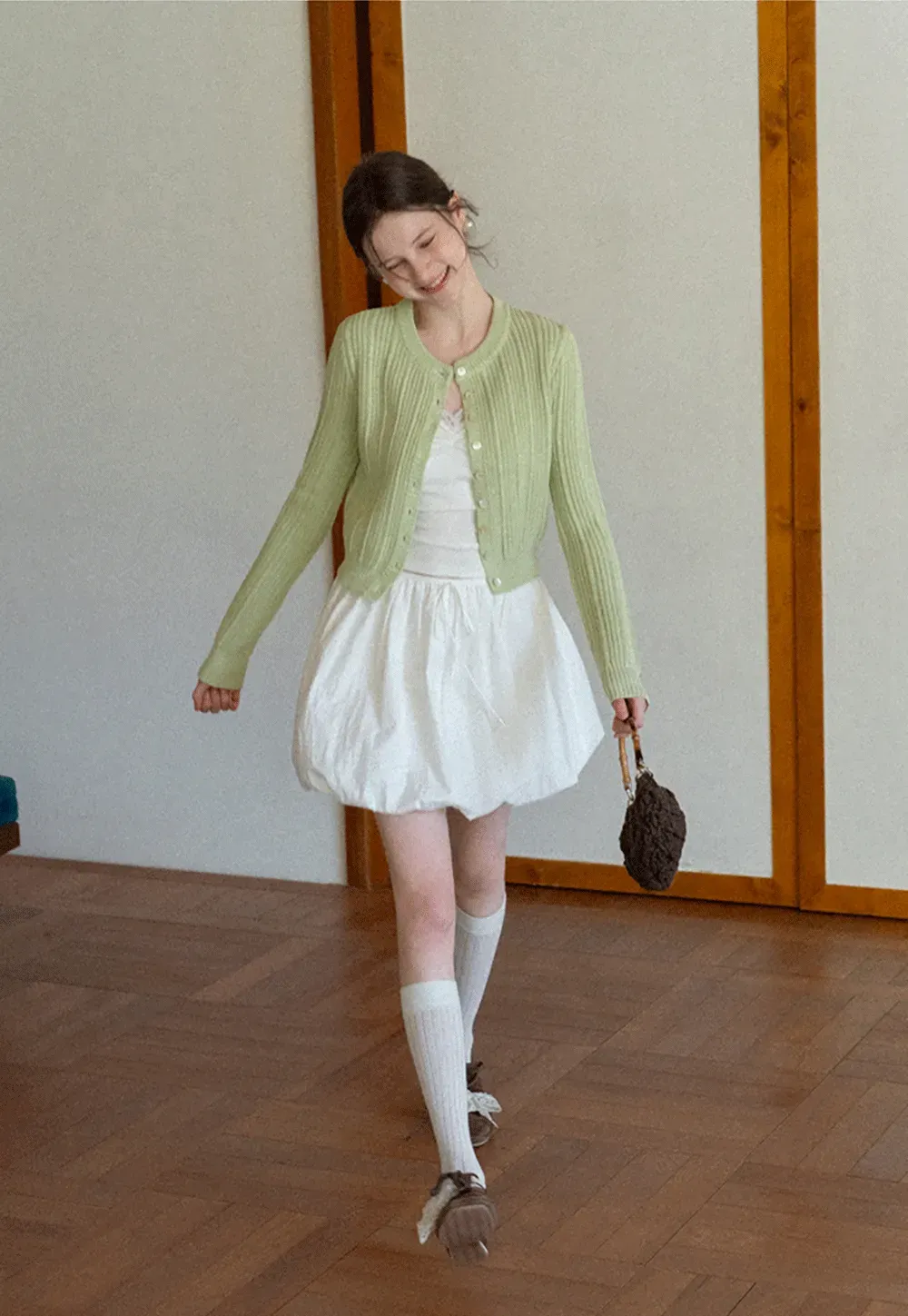 Puffed skirt with drawstring waist