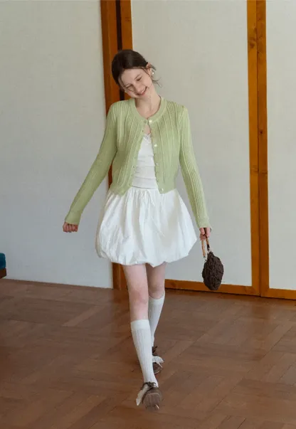 Puffed skirt with drawstring waist