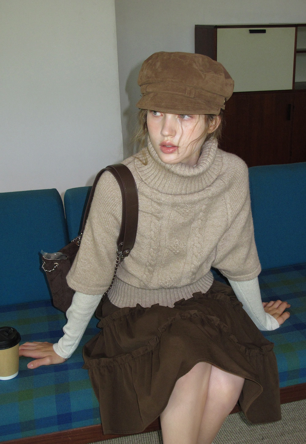 Elegant Cable Knit Turtleneck Wrap