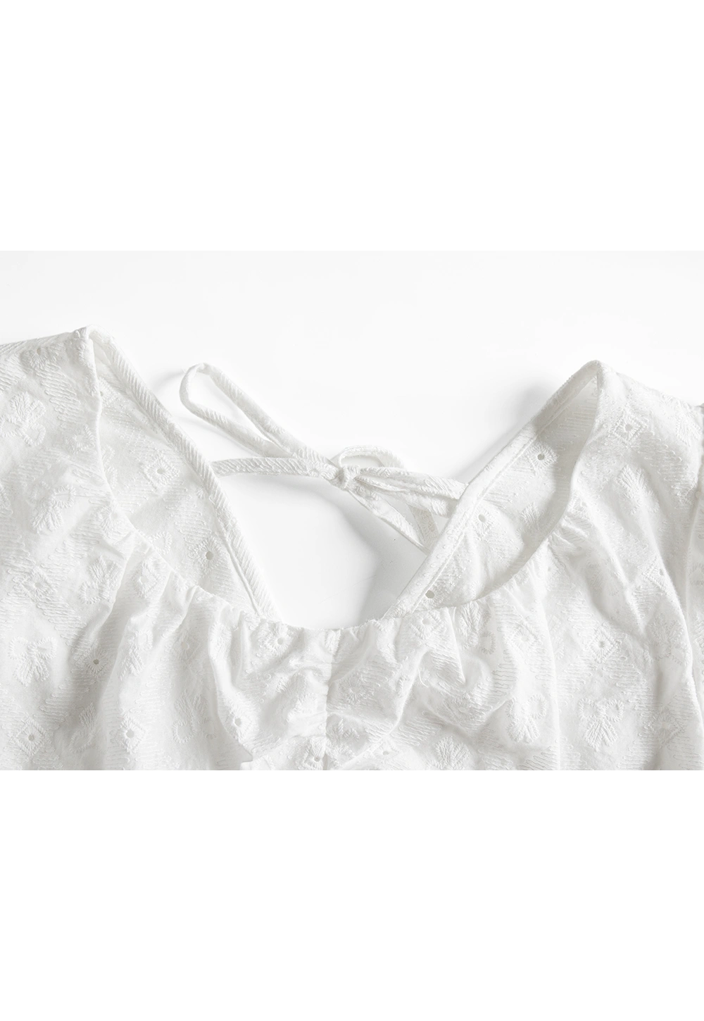 Women's White Eyelet Puff Sleeve Top