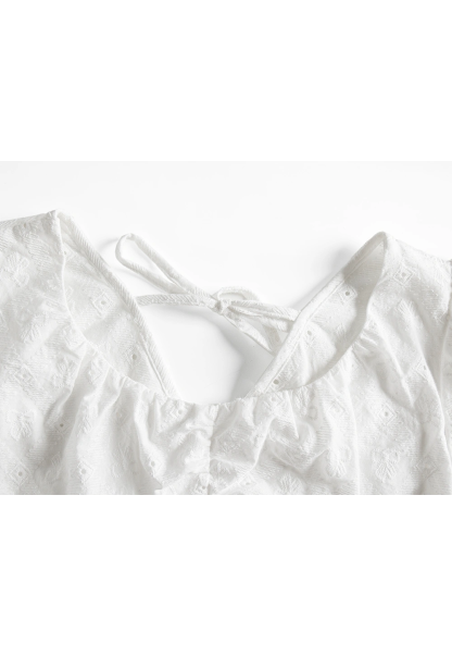 Women's White Eyelet Puff Sleeve Top