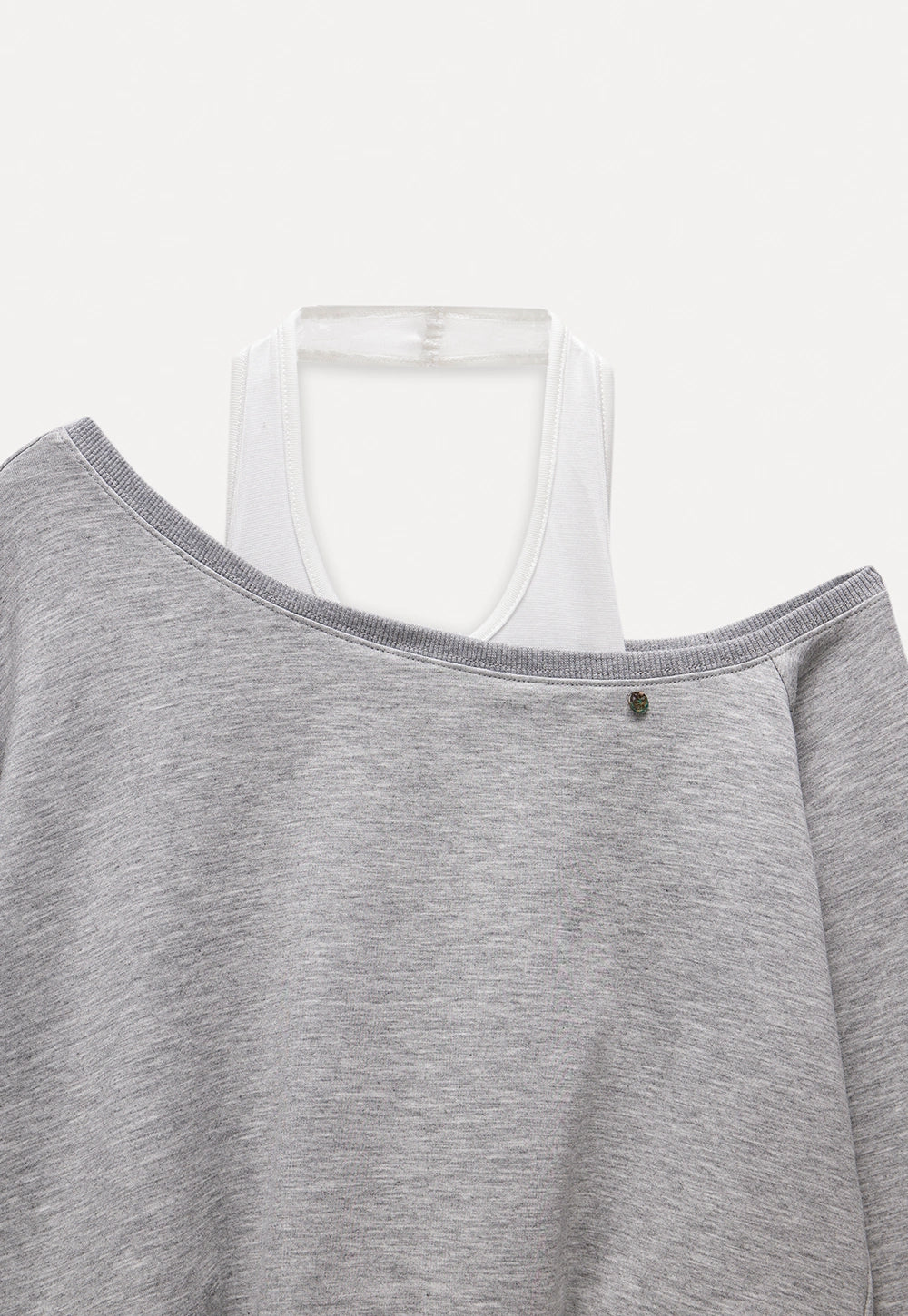 Off-Shoulder Sweatshirt with Built-in Tank Top – EGGKA