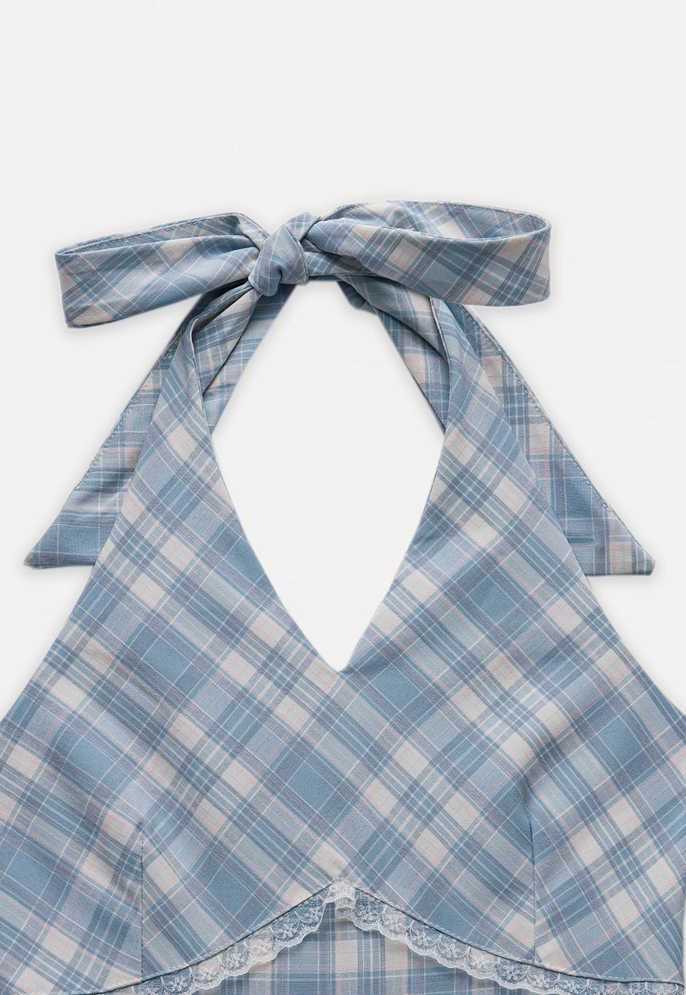 Plaid Halter Neck A-Line Dress2