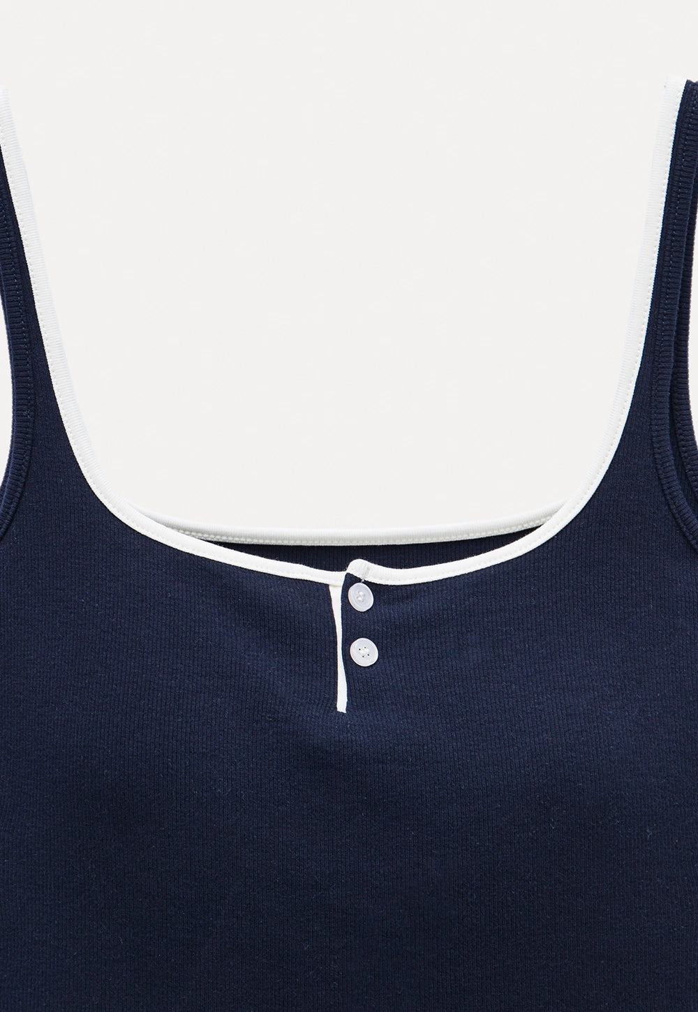 Contrast Trim Buttoned Tank Top