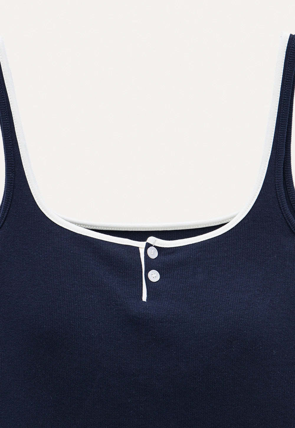 Contrast Trim Buttoned Tank Top