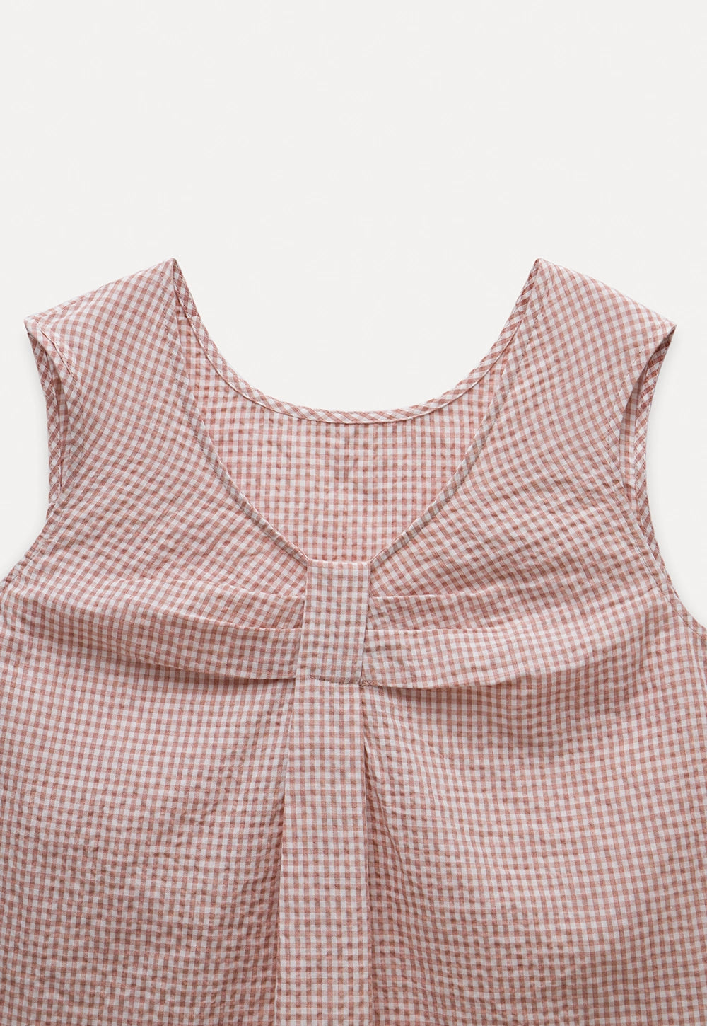 Bow Tie Pleated Textured Plaid Vest Top