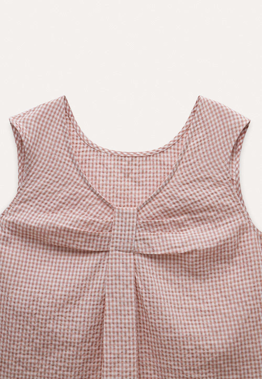 Bow Tie Pleated Textured Plaid Vest Top