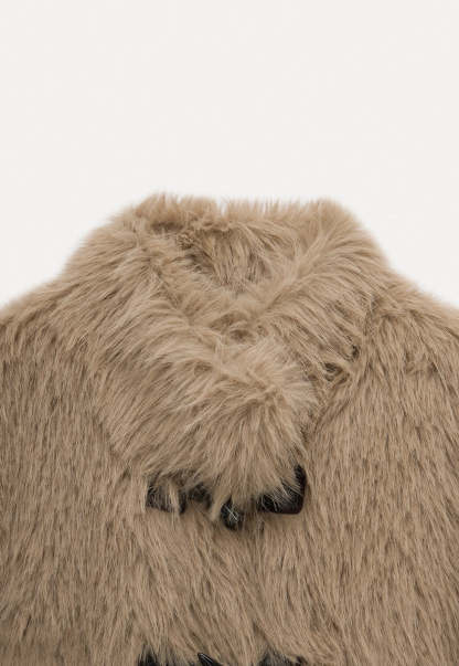 Women's Stand Collar Faux Fur Toggle Coat