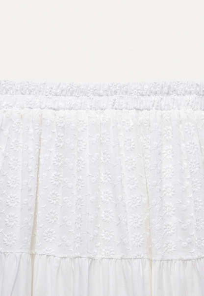 Embroidered Tiered Maxi Skirt