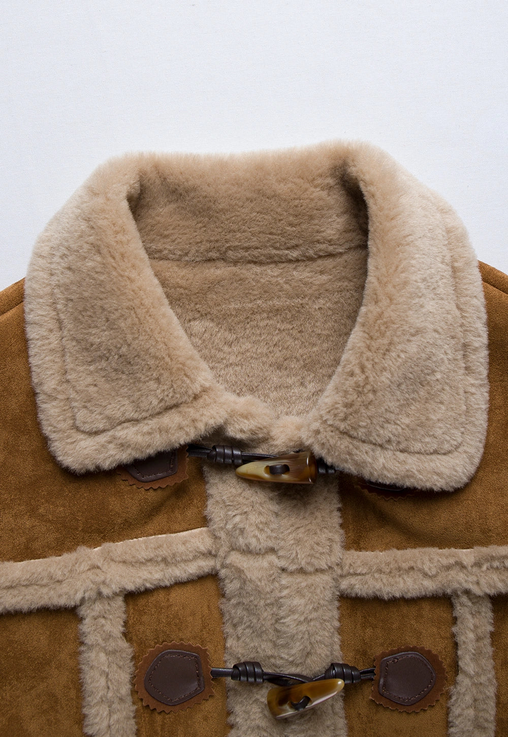 Women's Vintage Faux Suede Shearling Toggle Jacket – EGGKA