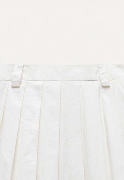 White Pleated Midi Skirt