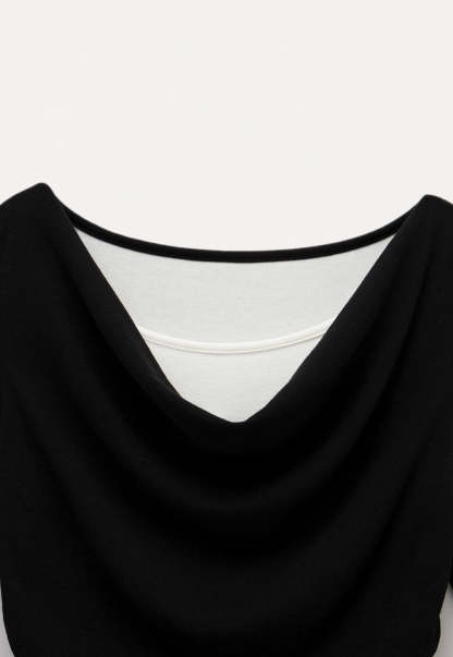 Women's Layered Drape-Neck Long Sleeve Top