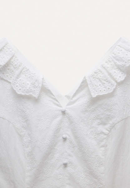 Women's Eyelet Lace V-Neck Blouse