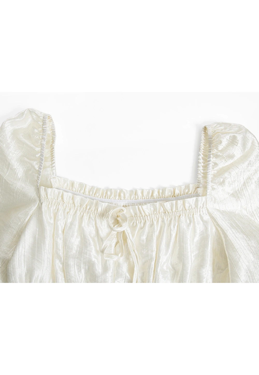 Women's Satin Smocked Blouse with Puff Sleeves