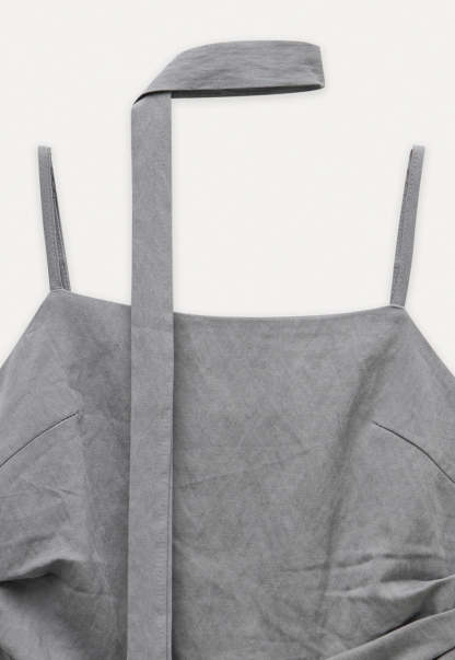Women's 2 Piece Set – Asymmetrical Strap Top and Wide Leg Pants Outfit