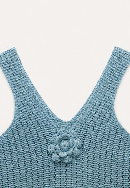 Women's Crochet Knit Tank Top with Floral Detail