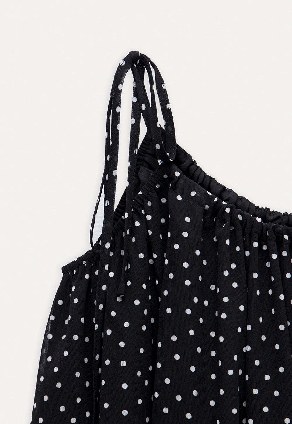 Polka Dot Ruffle Hem Cami Top