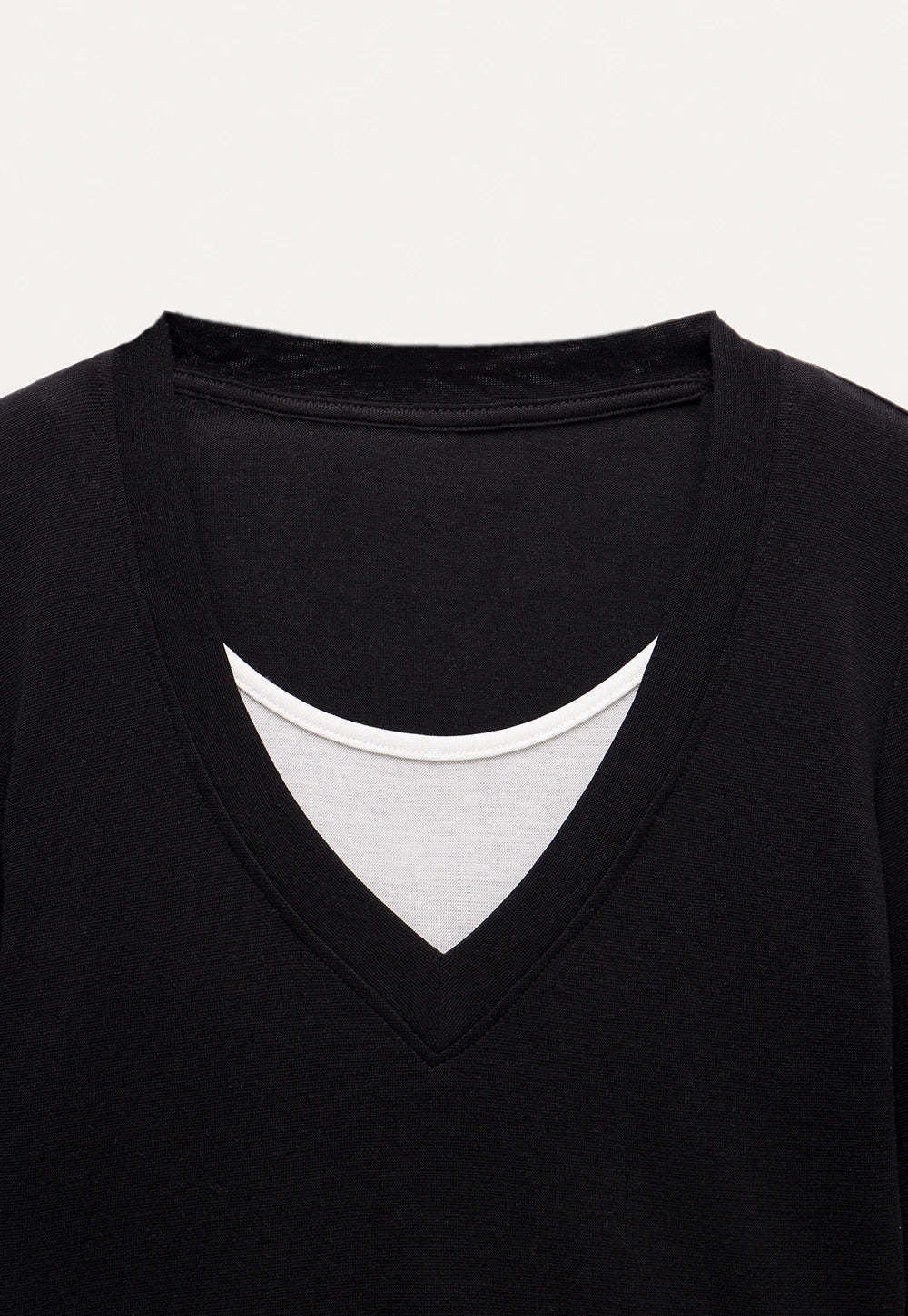 Color-Block Faux Two-Piece Long-Sleeve T-Shirt