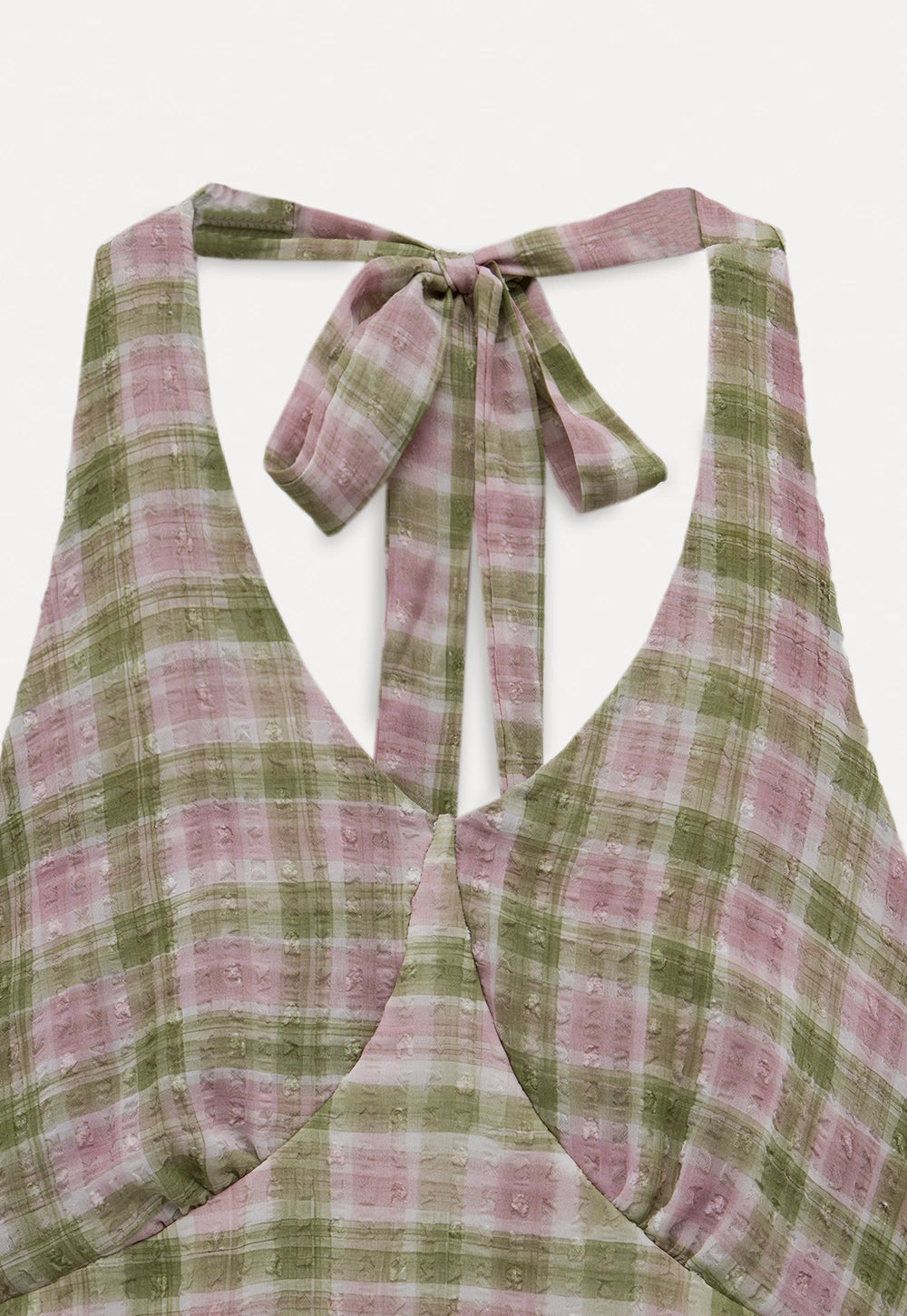 Plaid Halter Neck Dress with Tie Detail2
