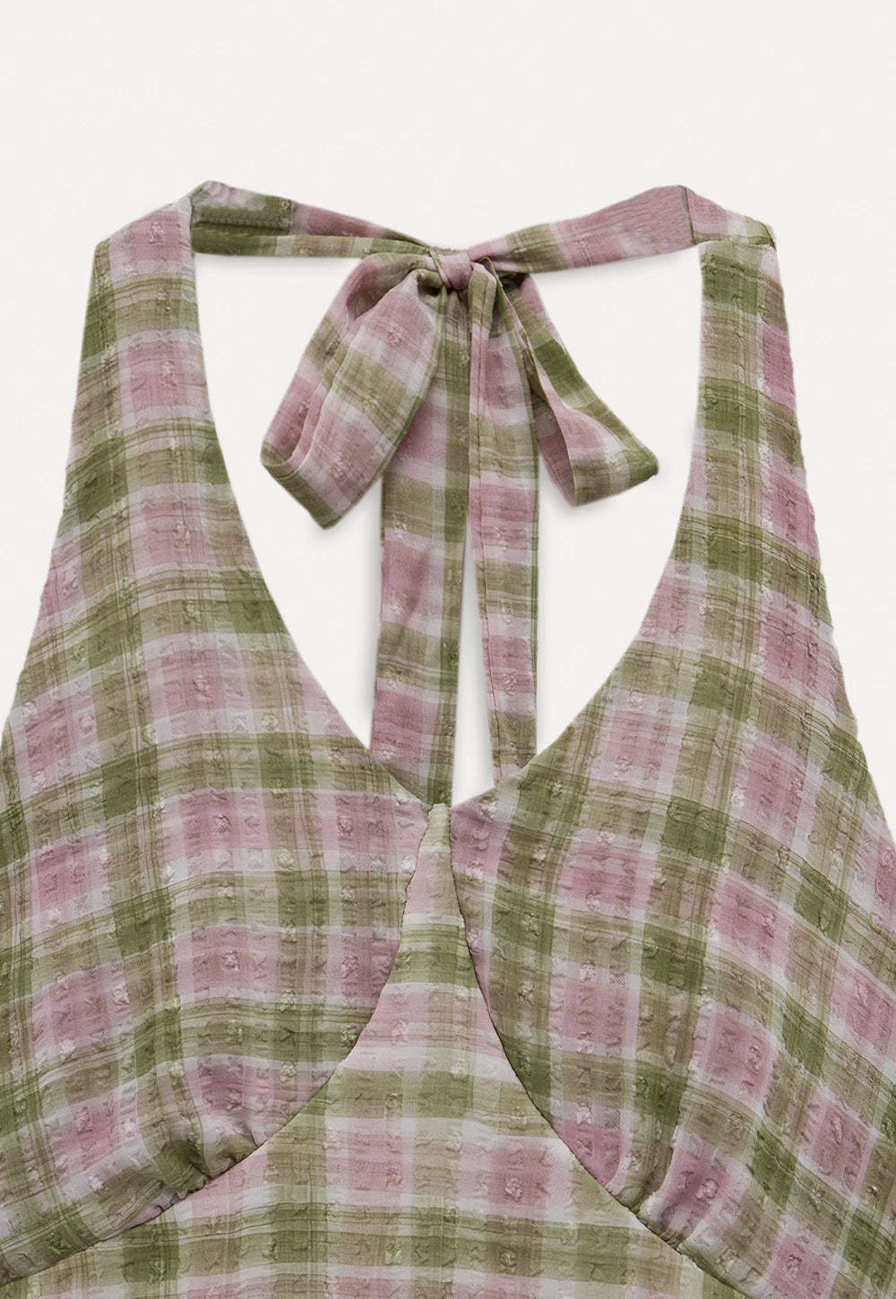 Plaid Halter Neck Dress with Tie Detail2