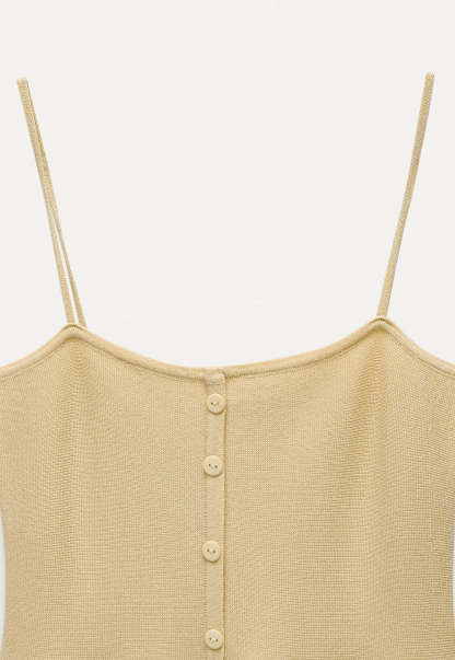 Button-Front Split Knit Cami Top
