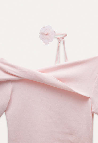 Women's Off-Shoulder Top with Flower Strap