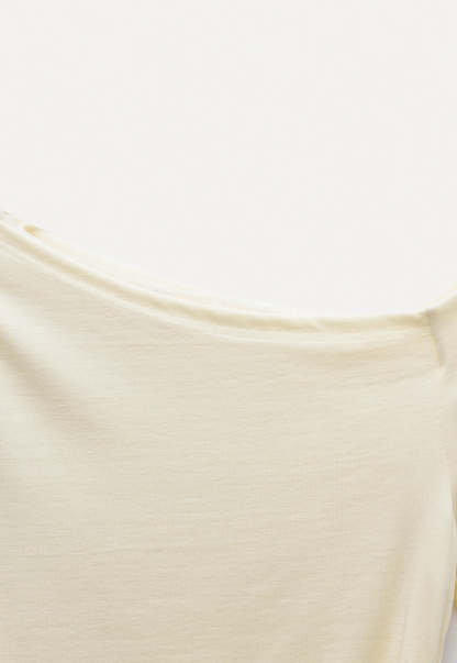 Asymmetrical Off-Shoulder Tee with Lace Hem
