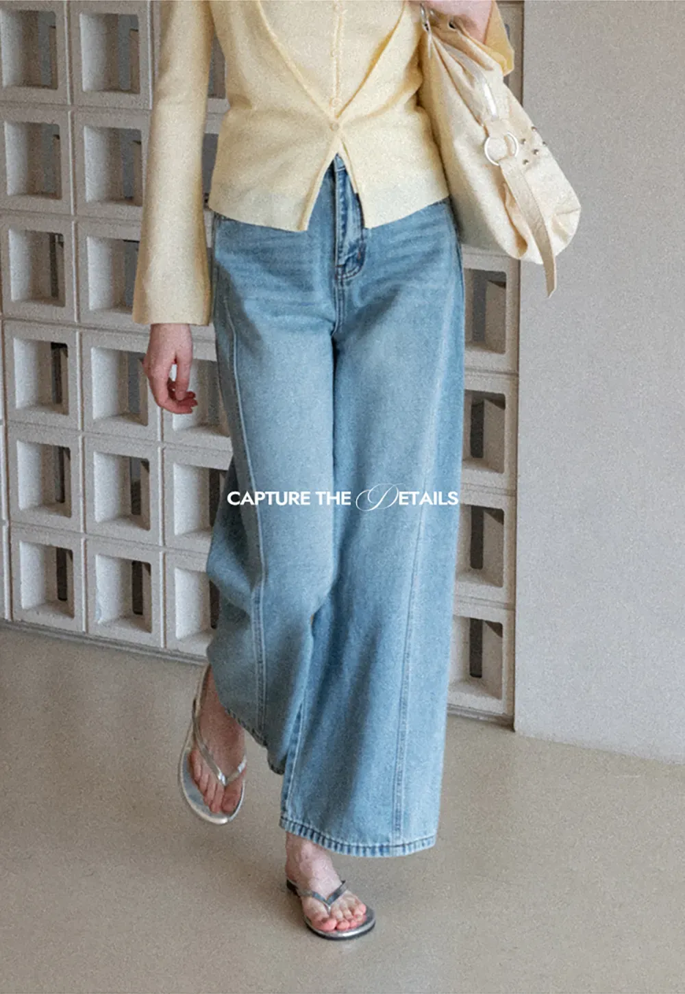 Wide leg high waist denim pants with belt loops