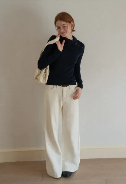 Wide Leg Denim Jeans with Belt Loop