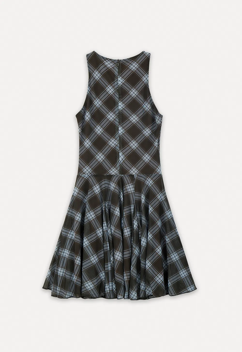 Plaid sleeveless dress with flared skirt