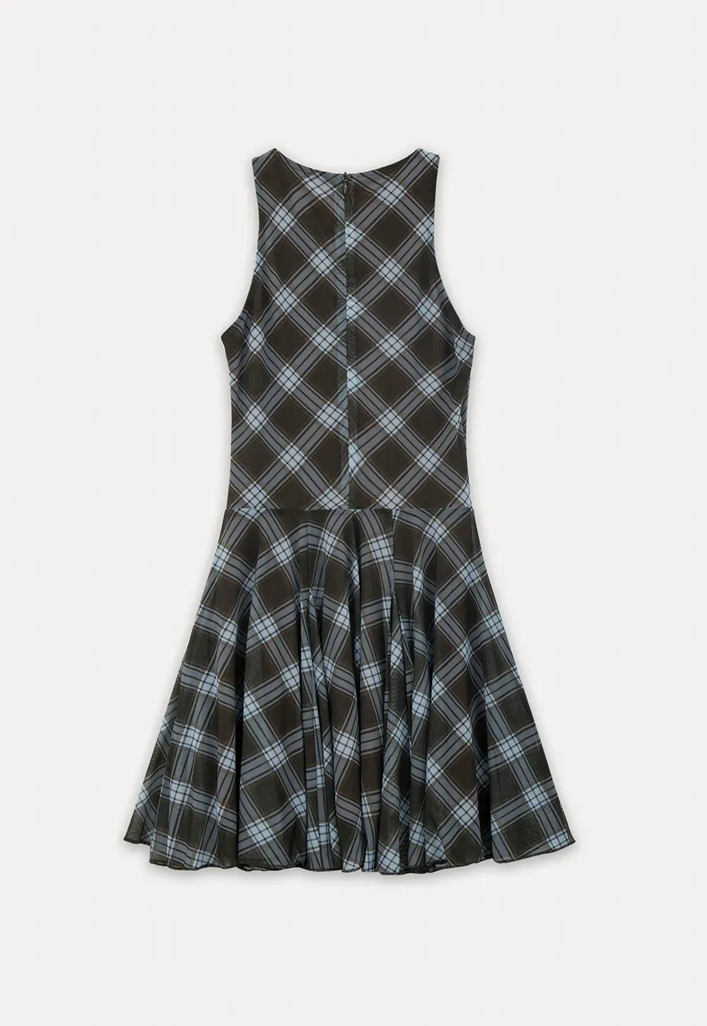 Plaid sleeveless dress with flared skirt