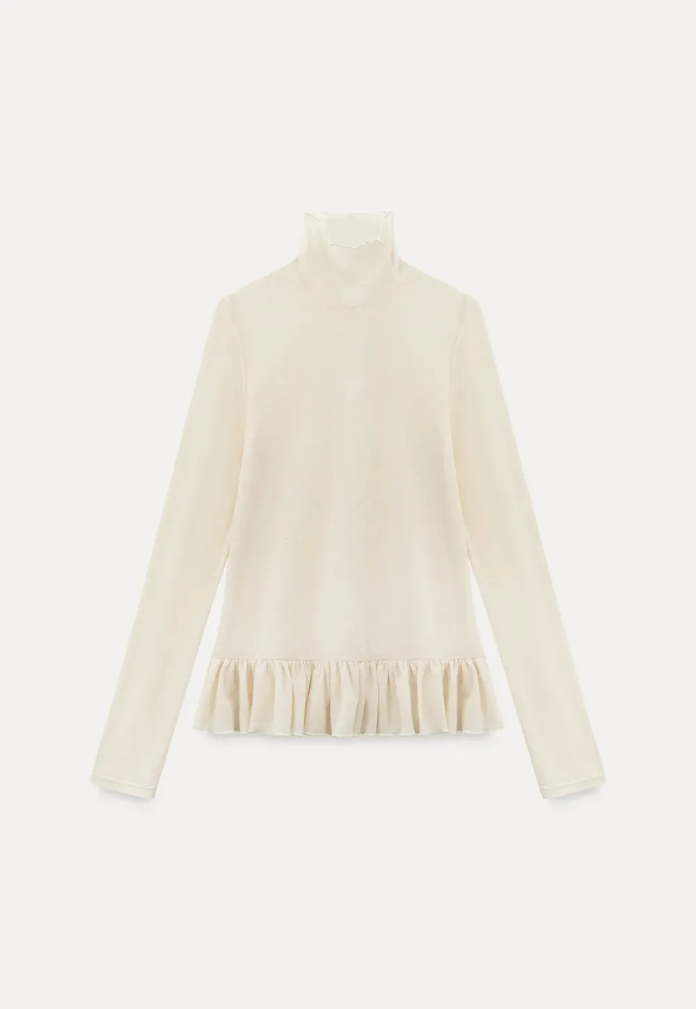 floral dot long sleeve top with ruffle hem