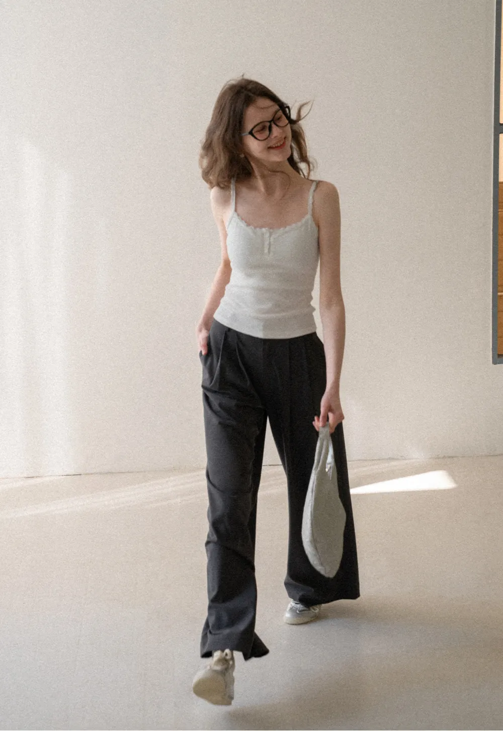 Lace Trim Button Front Tank Top