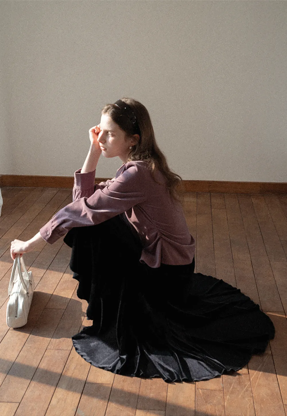 Velvet Pleated Mini Skirt