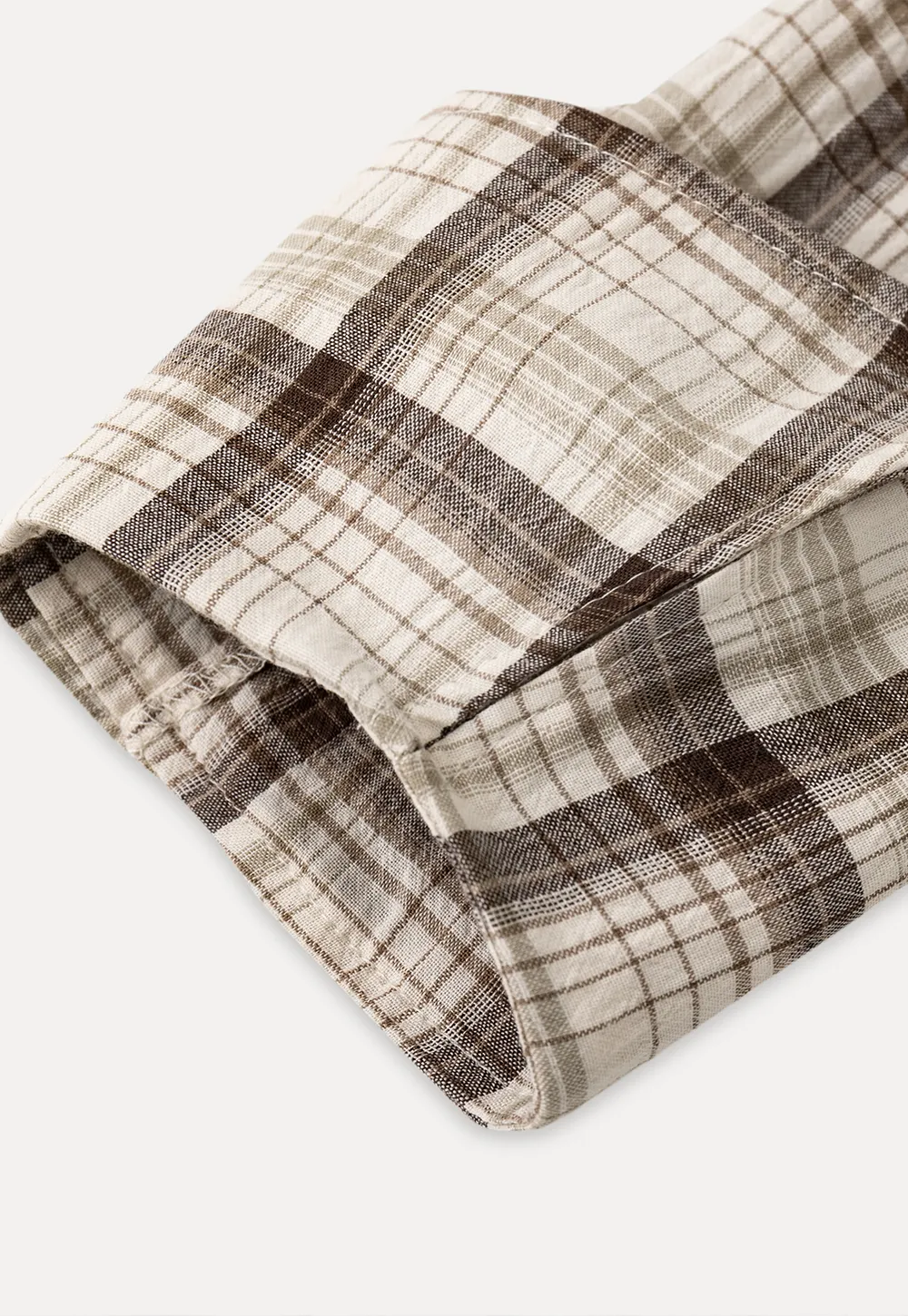 Plaid Shirt with Rolled Sleeves and Button Front