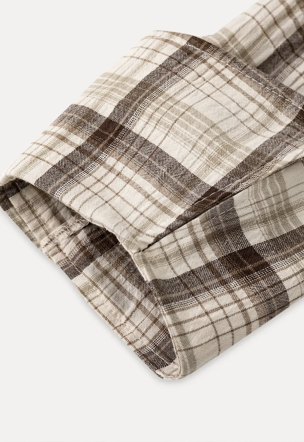 Plaid Shirt with Rolled Sleeves and Button Front