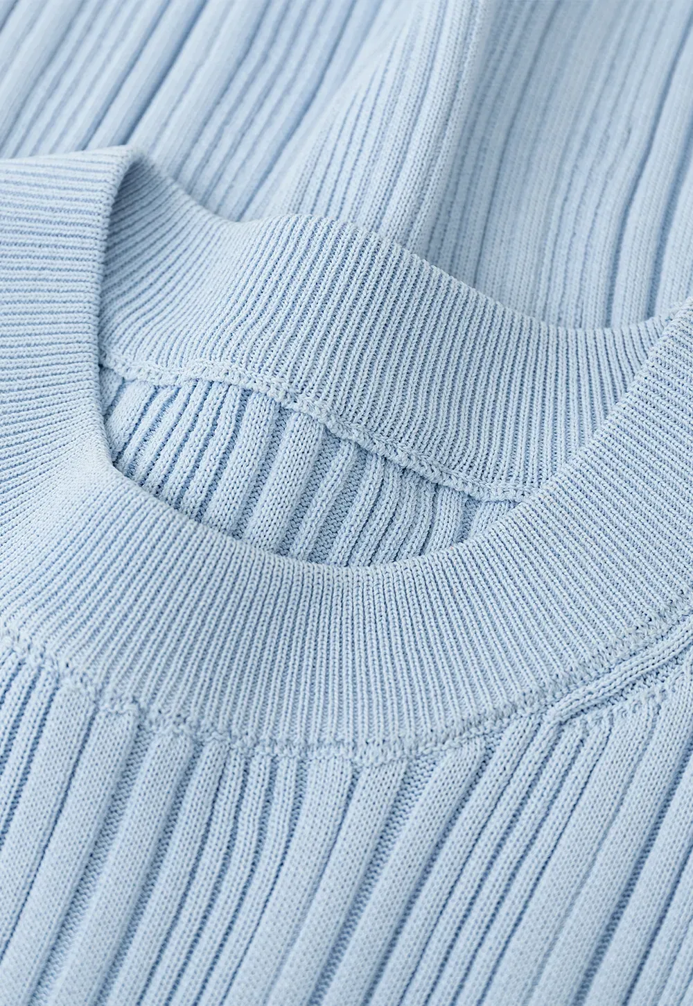 Ribbed Knit Short Sleeve Crew Neck Sweater