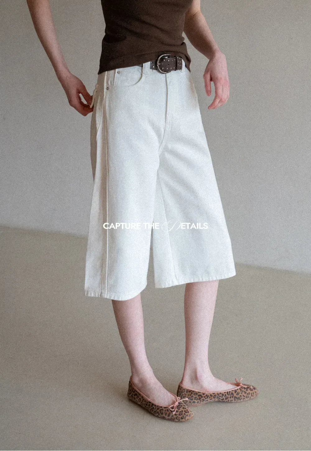 Wide Leg Denim Shorts with Belt and Back Pockets