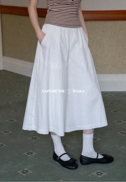 Wide Leg Cropped Casual Pants with Elastic Waist