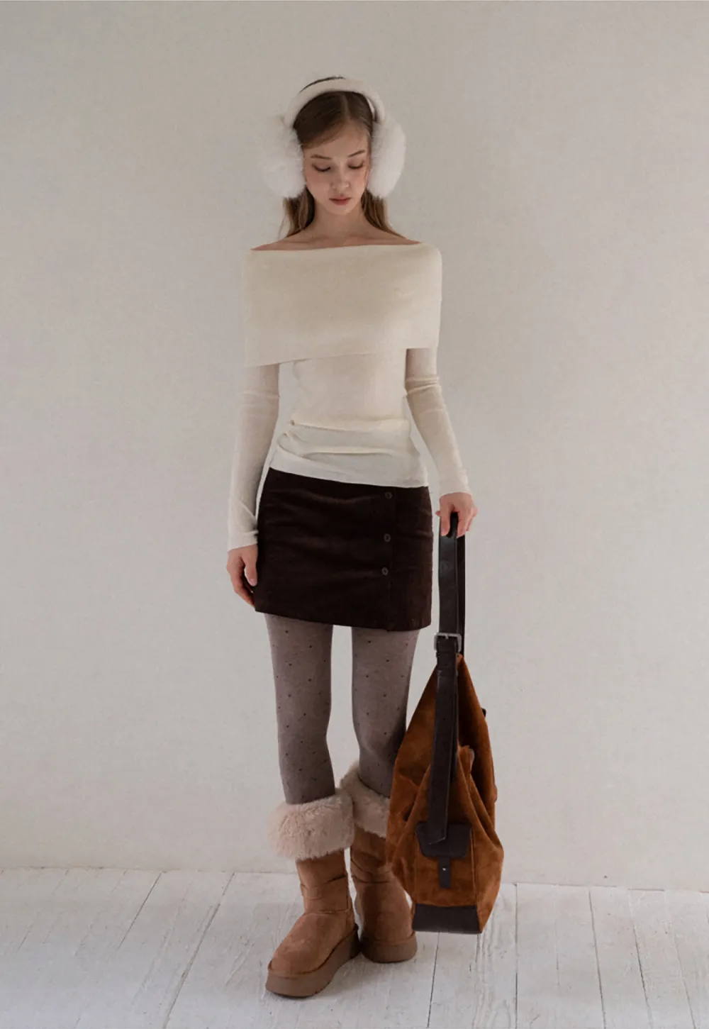 Corduroy Button Front Mini Skirt