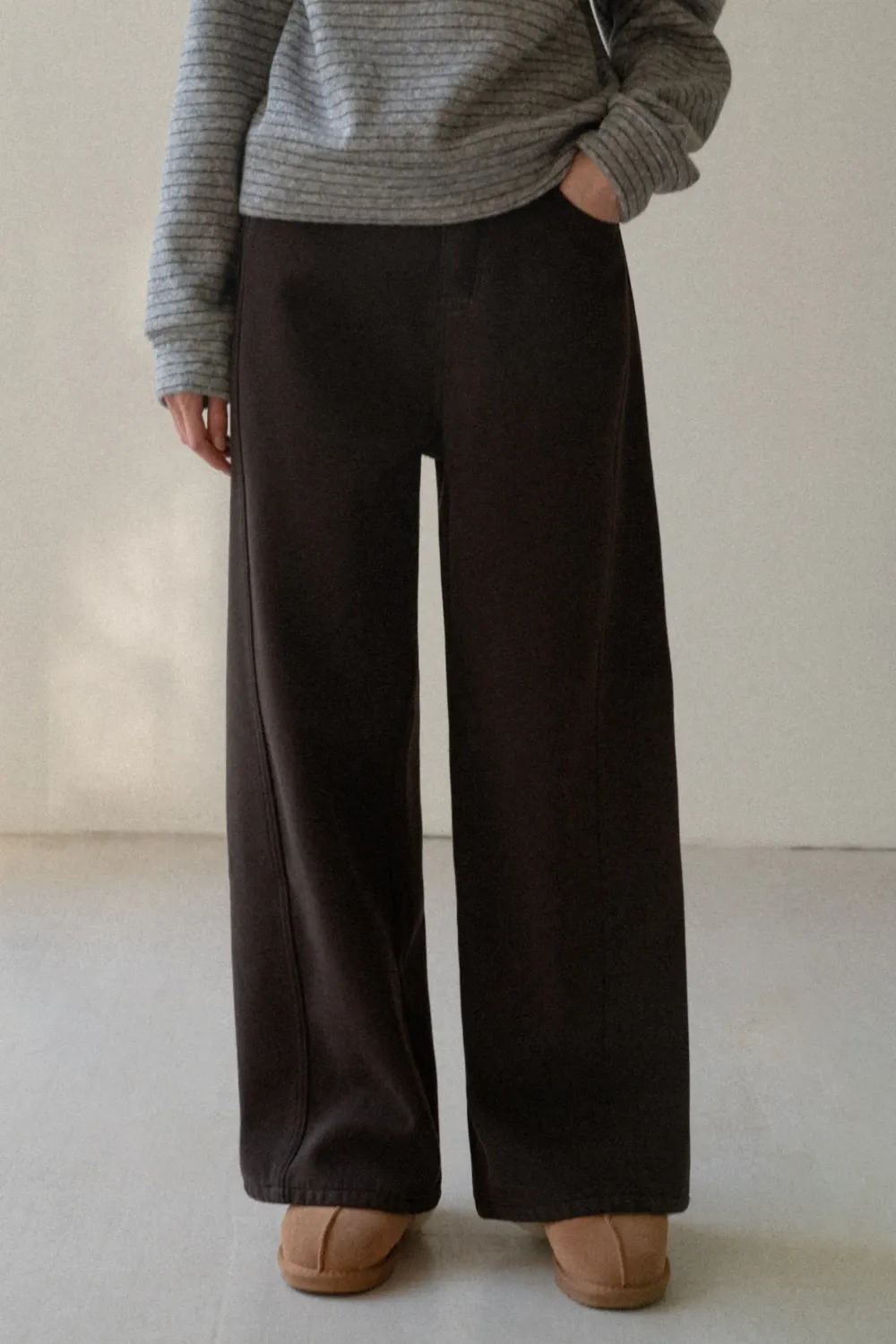 Loose Fleece-Lined Jeans with Tassel Belt