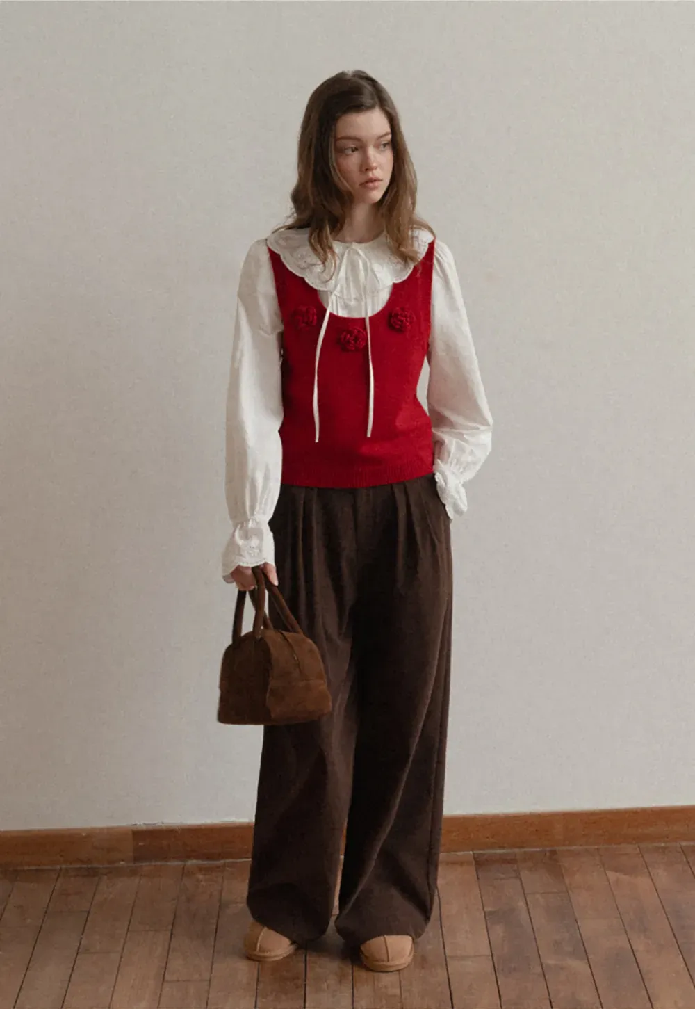 Pleated Wide-Leg Corduroy Pants